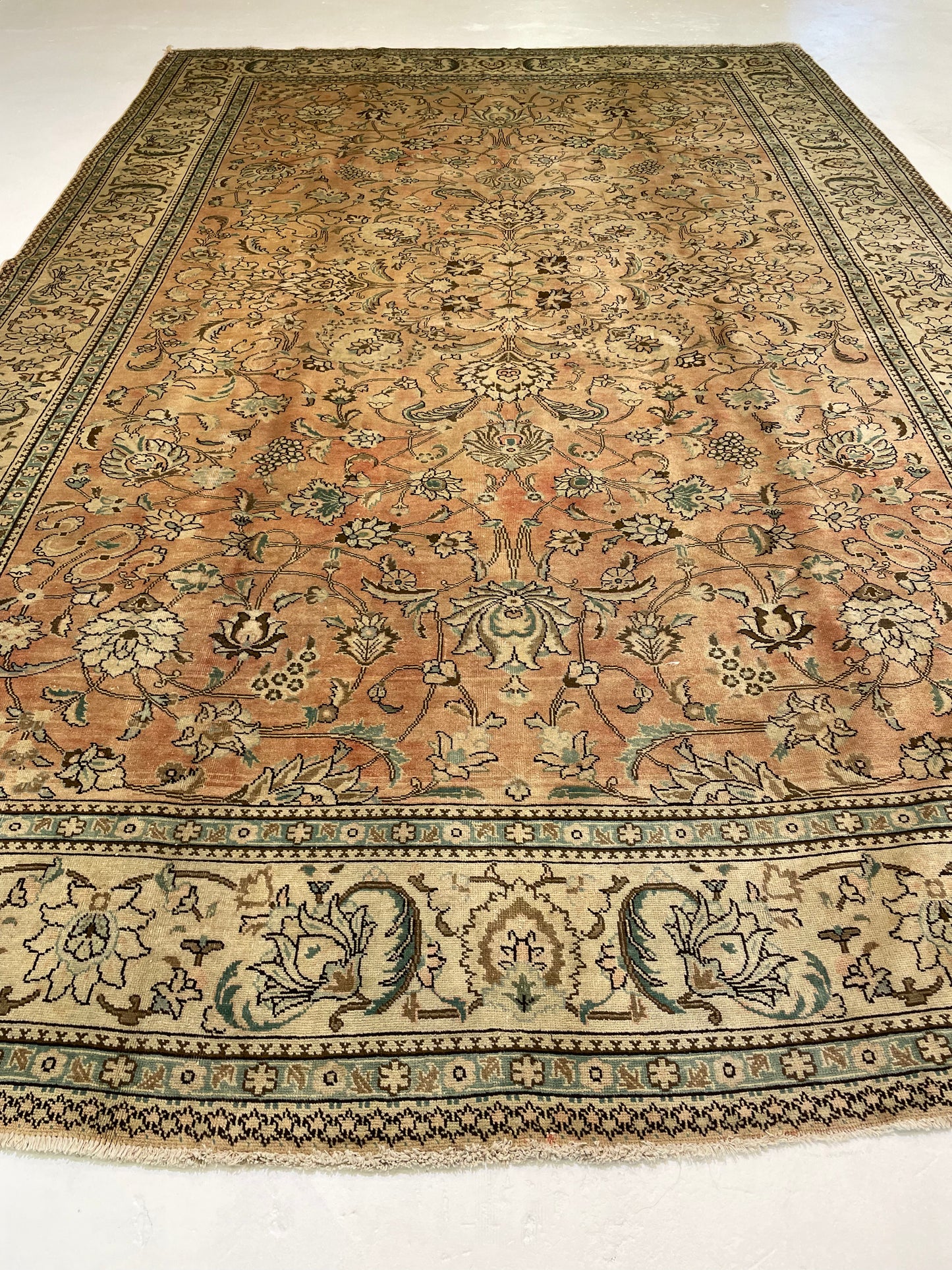 Hand-Knotted Wool Rug Tabriz Signed 9'10" x 15'4"