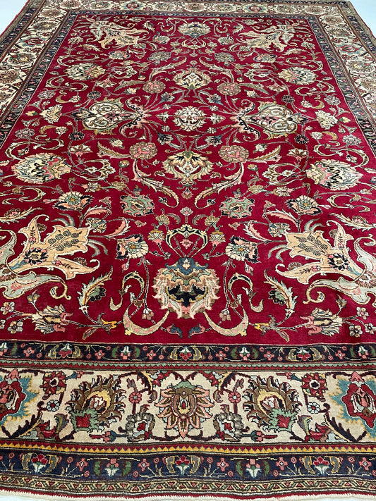 Hand-Knotted Wool Rug Tabriz 9'10" x 13'7"