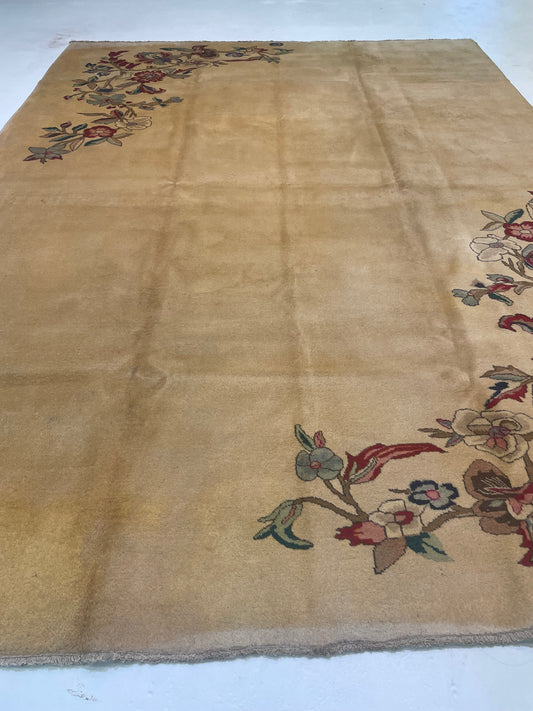 Hand-Knotted Wool Rug Tabriz Art Deco 9'10" x 13'4"