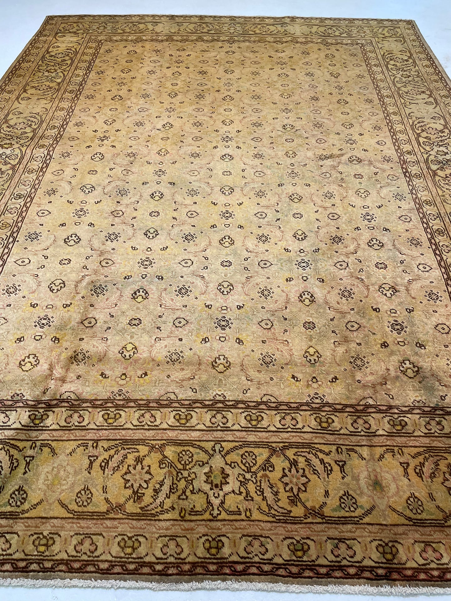 Hand-Knotted Wool Rug Tabriz Tea Washed 9'4" x 12'6"