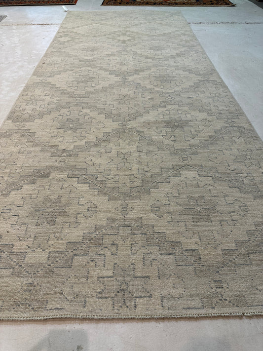 Hand-Knotted Wool Rug Turkish Oushak 4'1" x 10'1"