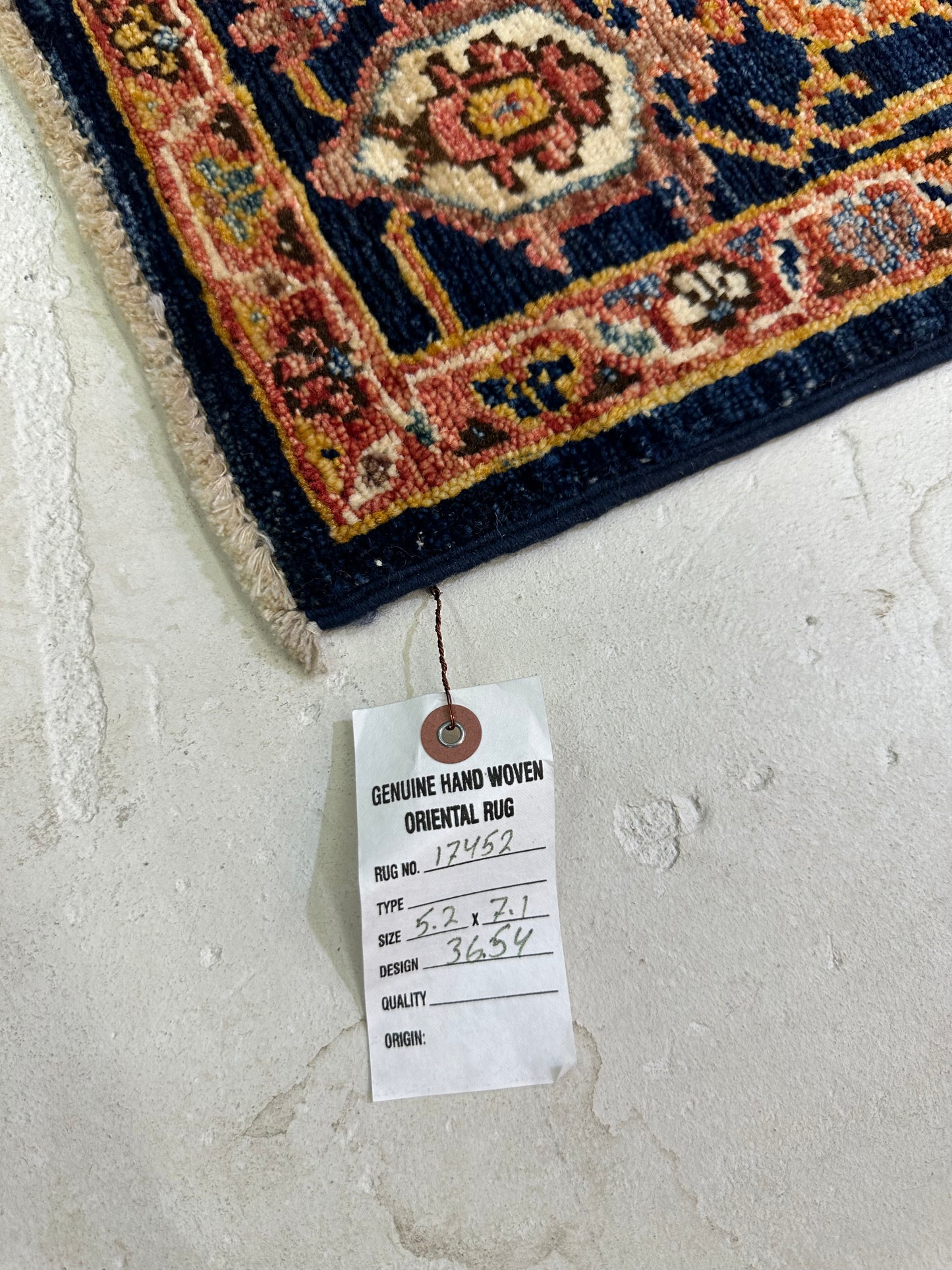 Hand-Knotted Wool Rug Heriz 5'2" x 7'1"