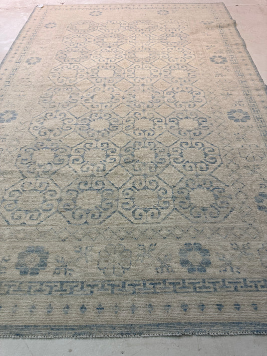 Hand-Knotted Wool Rug Turkish Oushak 6'1" x 9'2"