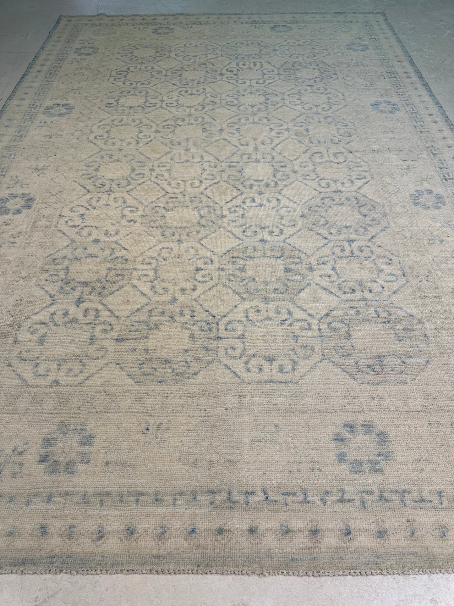 Hand-Knotted Wool Rug Turkish Oushak 6'1" x 9'2"