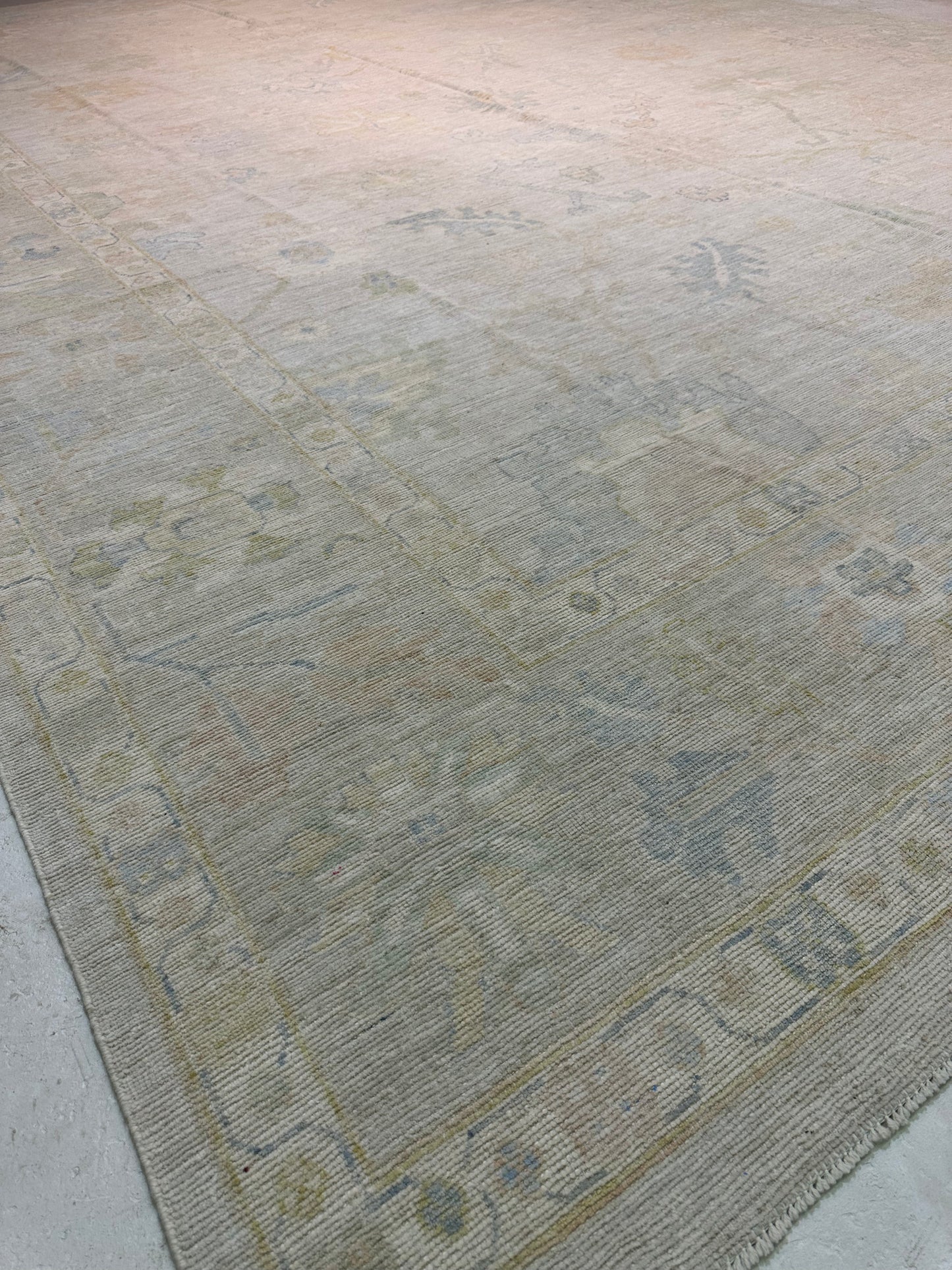 Hand-Knotted Wool Rug Turkish Oushak 11'11" x 17'9"