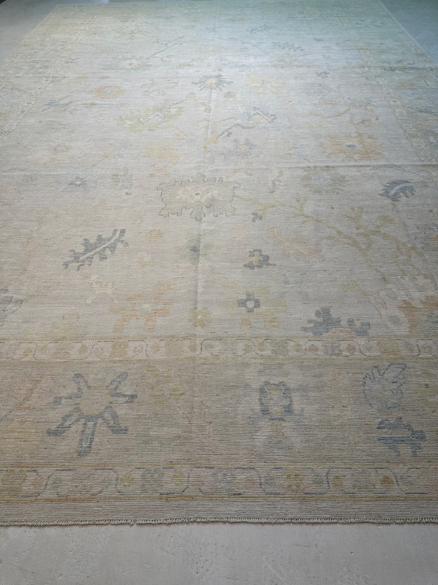 Hand-Knotted Wool Rug Turkish Oushak 11'11" x 17'9"