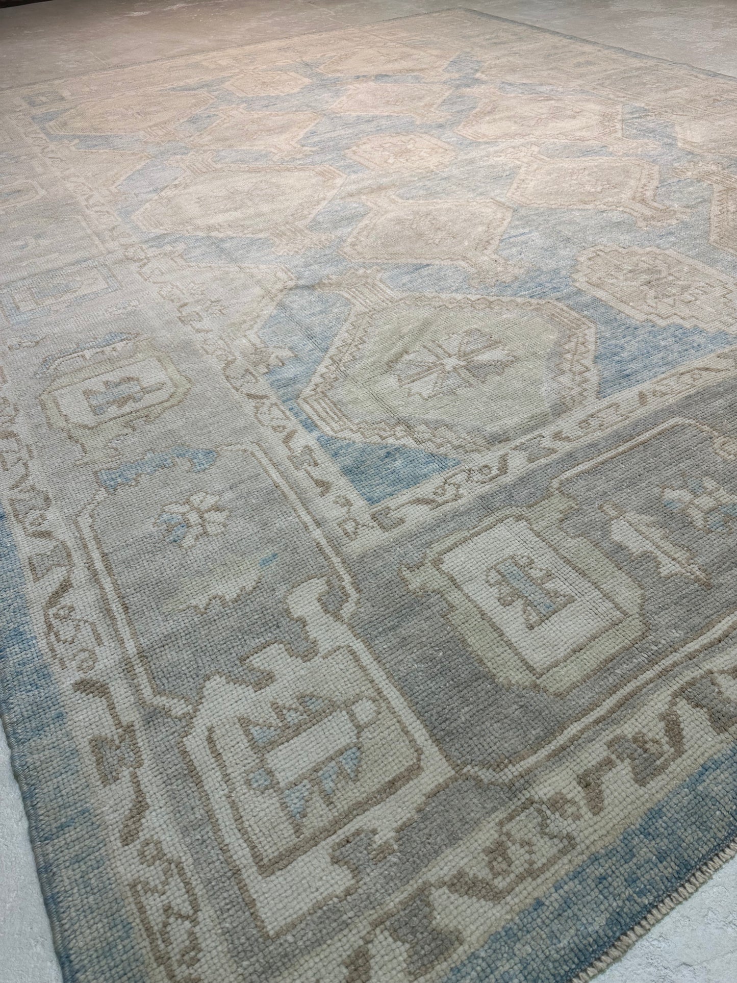 Hand-Knotted Wool Rug Turkish Oushak 9'7" x 11'8"