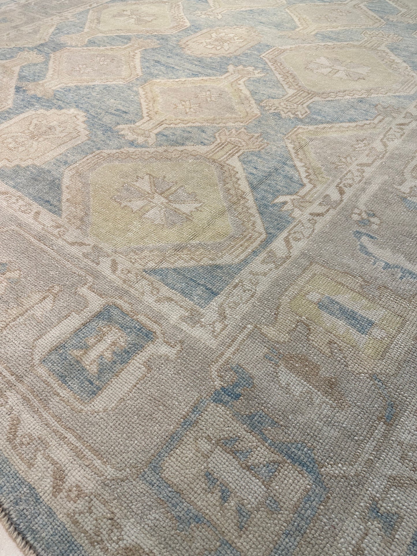 Hand-Knotted Wool Rug Turkish Oushak 9'7" x 11'8"
