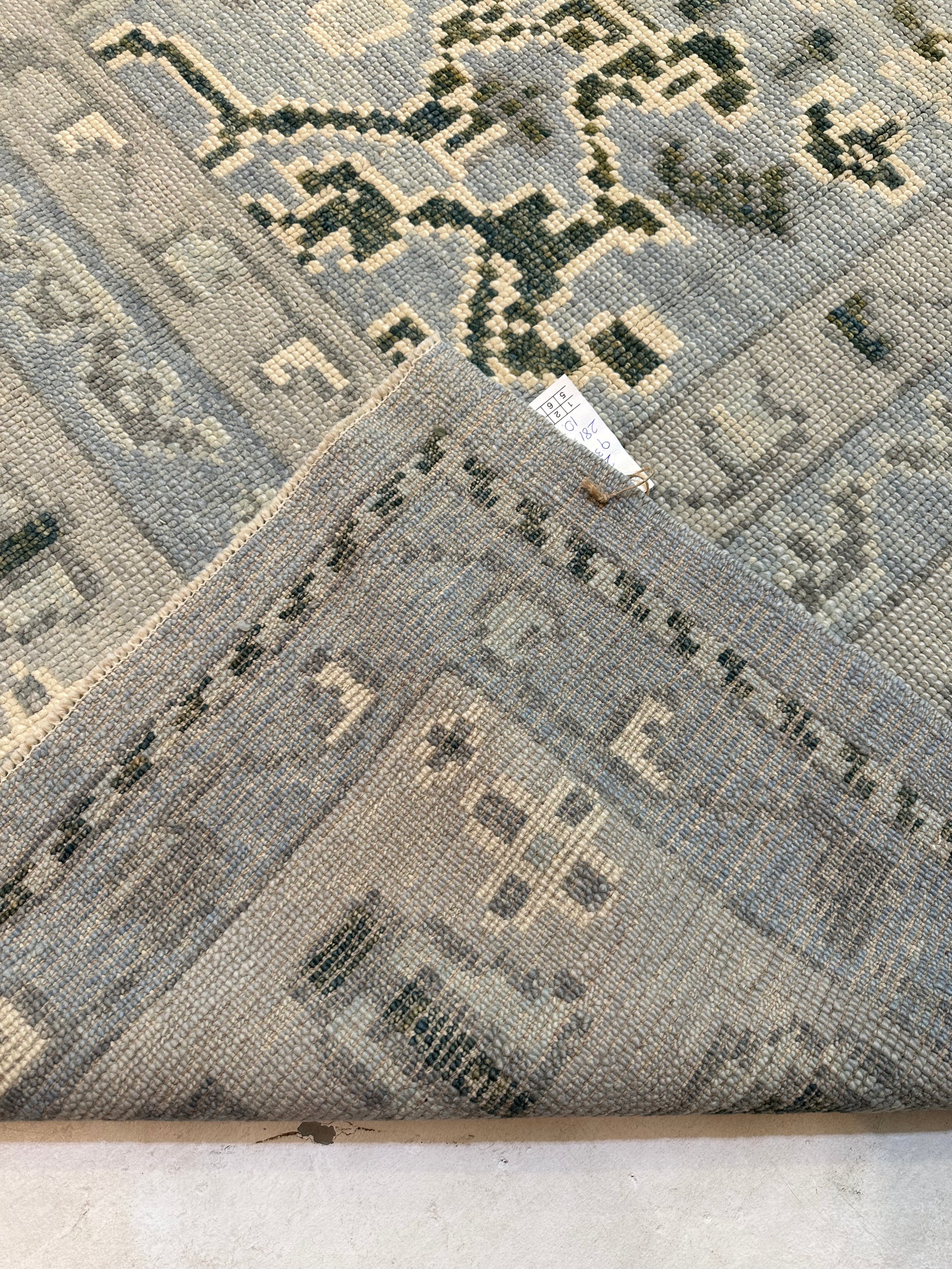 Tukish Wool Rug Hand-Knotted Wool Rug Turkish Oushak 9'3