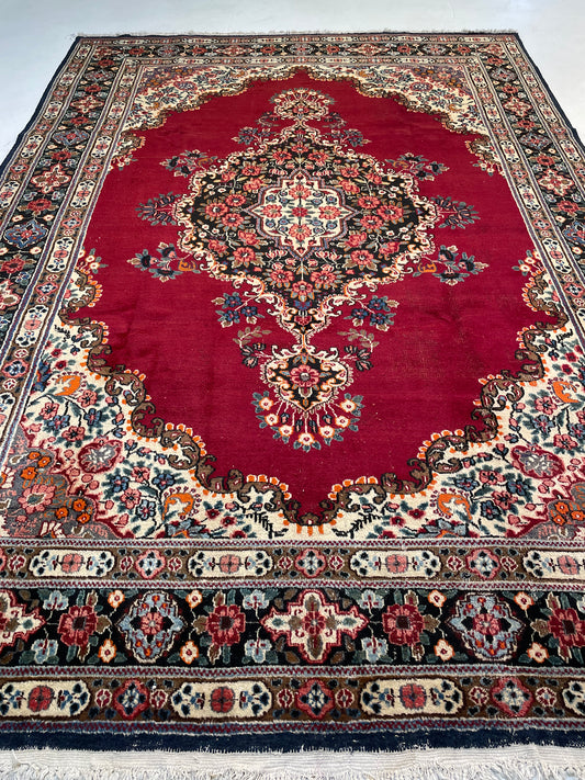 Hand-Knotted Wool Area Rug Birjand Open Field 8' x 11'3"