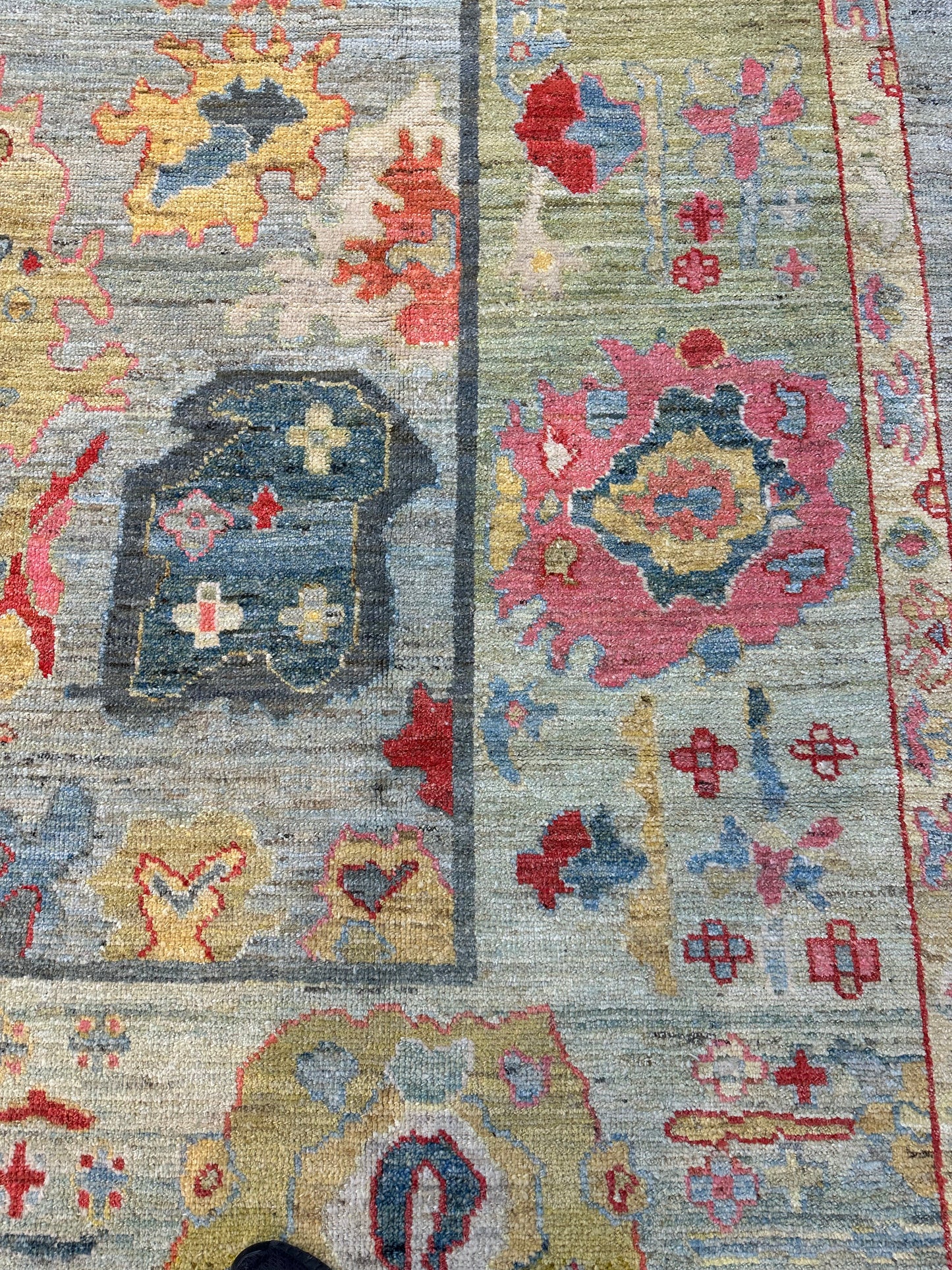 Hand-Knotted Wool Rug Turkish Oushak 11'1" x 14'2"