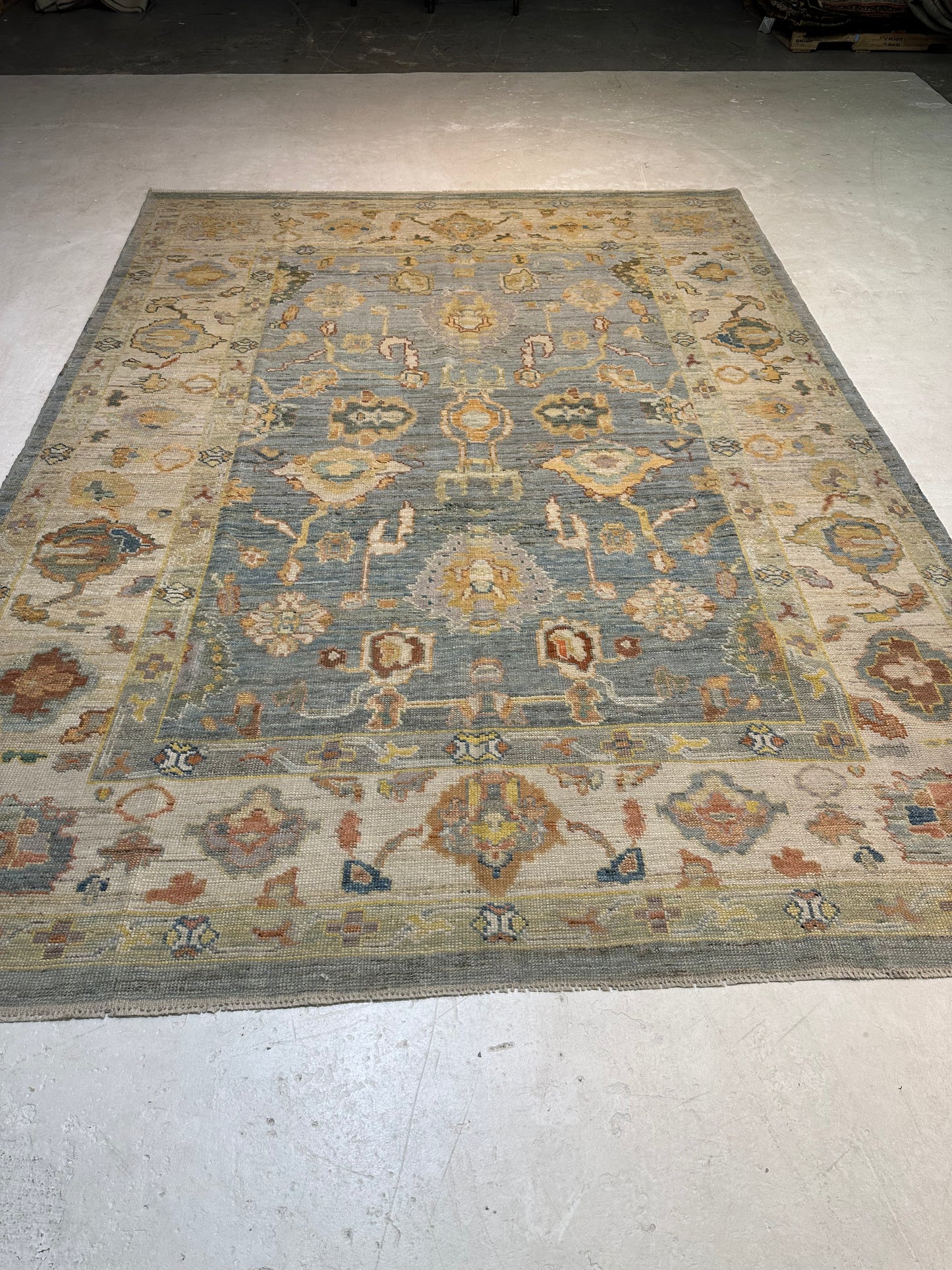 Hand-Knotted Wool Rug Turkish Oushak 8'4" x 11'4"