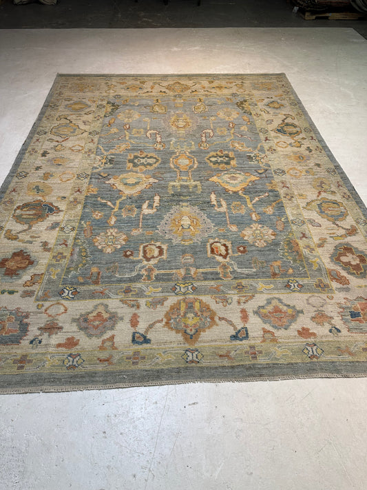 Hand-Knotted Wool Rug Turkish Oushak 8'4" x 11'4"