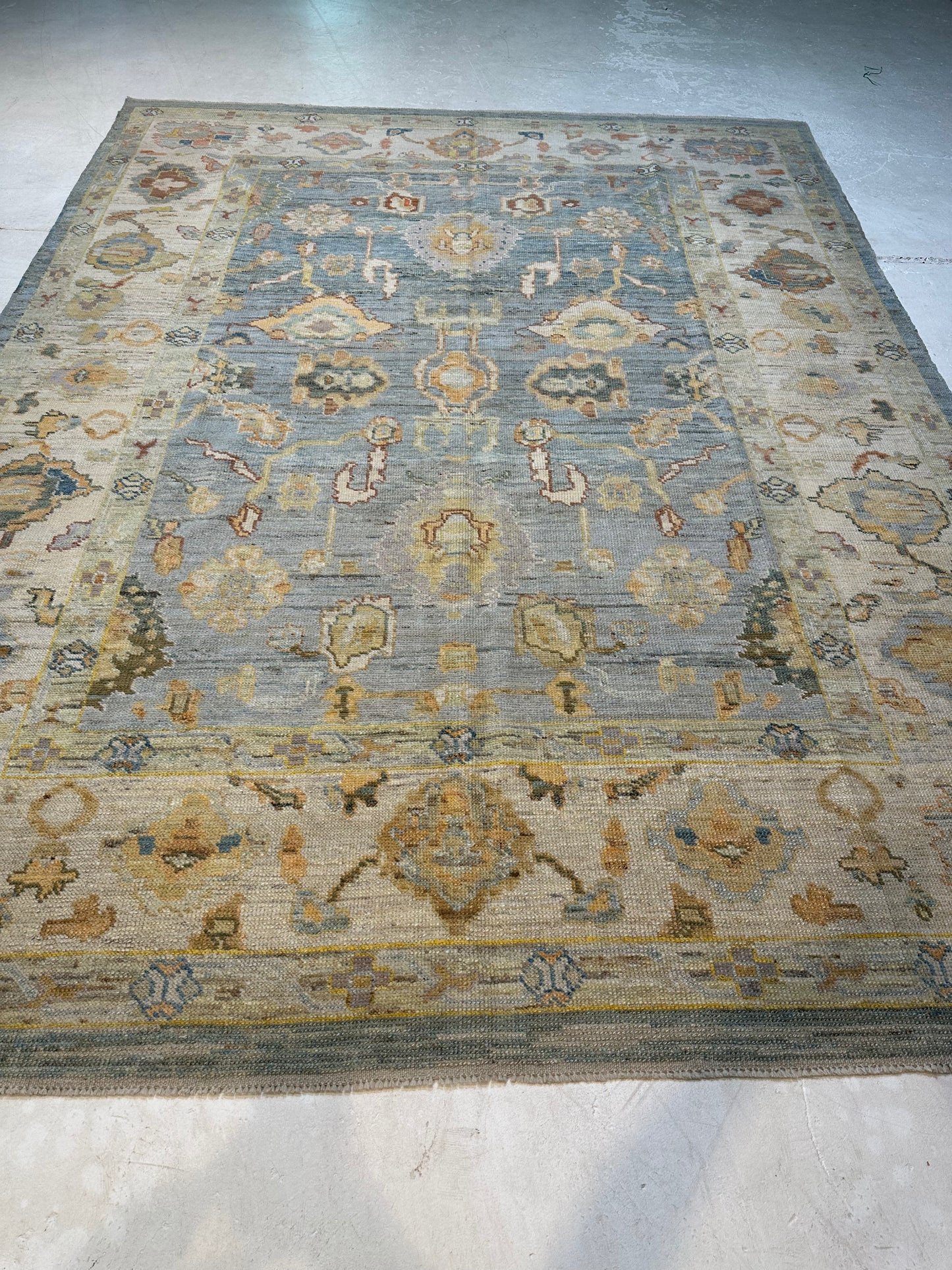 Hand-Knotted Wool Rug Turkish Oushak 8'4" x 11'4"