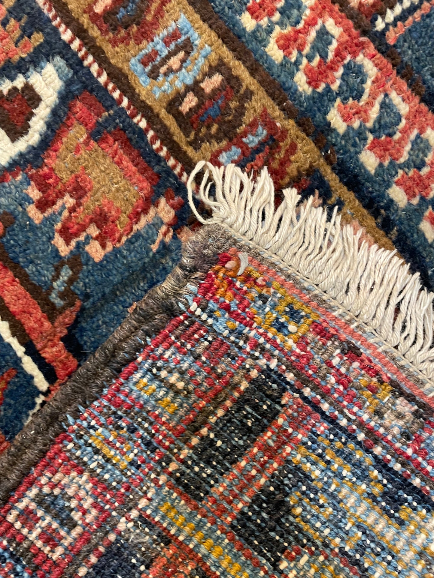 Antique Hand-Knotted Wool Area Rug Heriz Serapi 7'11" x 11'11"