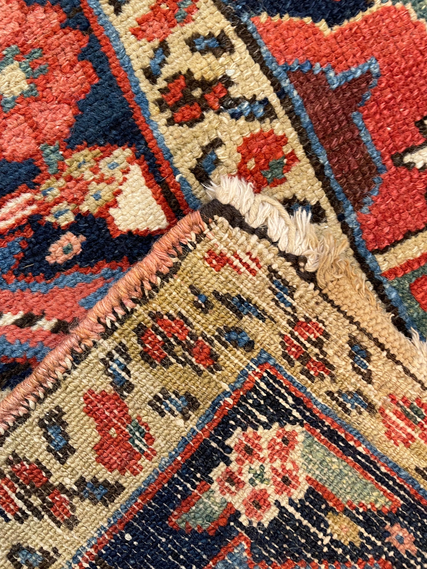Antique Hand-Knotted Wool Area Rug Serapi 8'7" x 11'10"