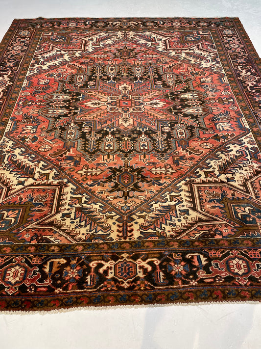Hand-Knotted Wool Area Rug Heriz 7'9" x 9'2"