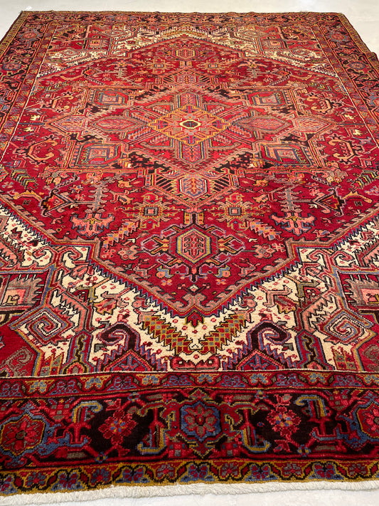 Hand-Knotted Wool Area Rug Heriz 8'8" x 11'2"