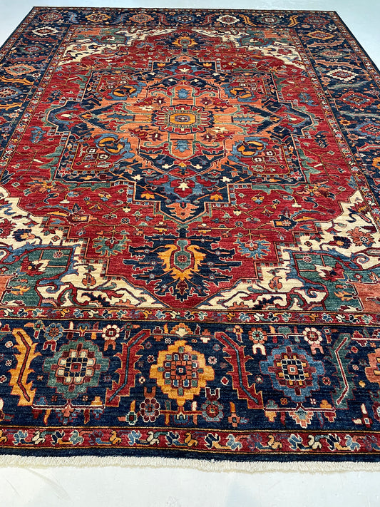 Hand-Knotted Wool Area Rug Antique Heriz Serapi 9' x 11'11"