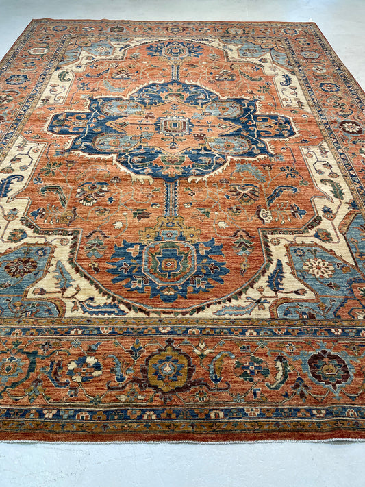 Hand-Knotted Wool Area Rug Serapi 9' x 12'3"