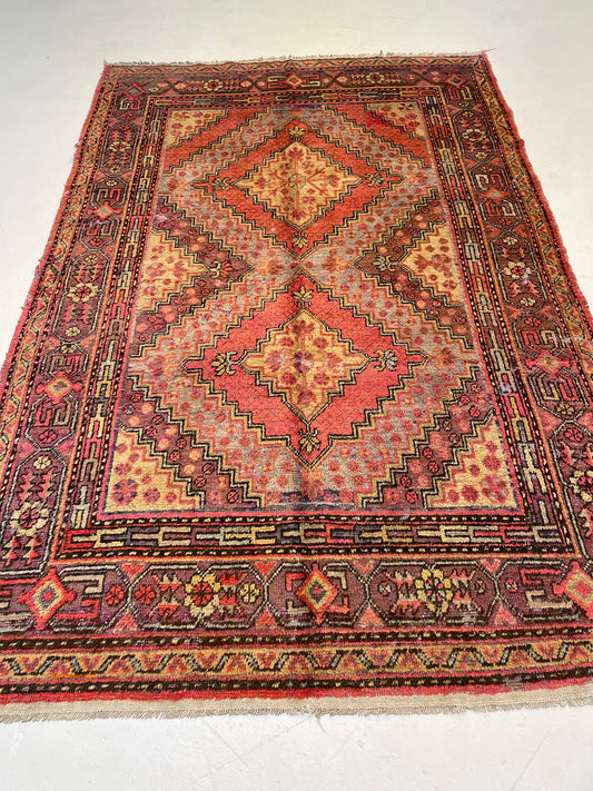 Hand-Knotted Wool Area Rug Antique Khotan Samarkand Collectible 5'6" x 8'3"