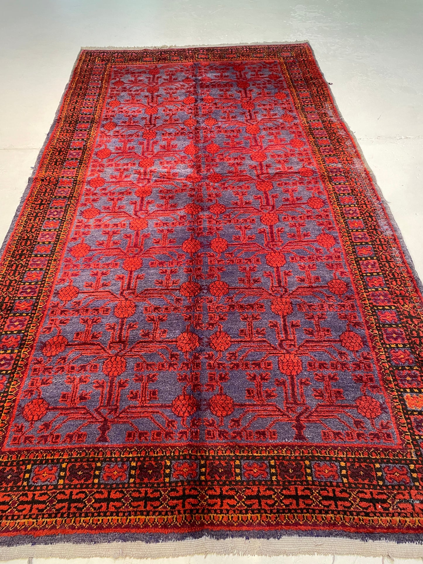 Hand-Knotted Wool Area Rug Antique Khotan Samarkand Collectible 6'5" x 12'3"