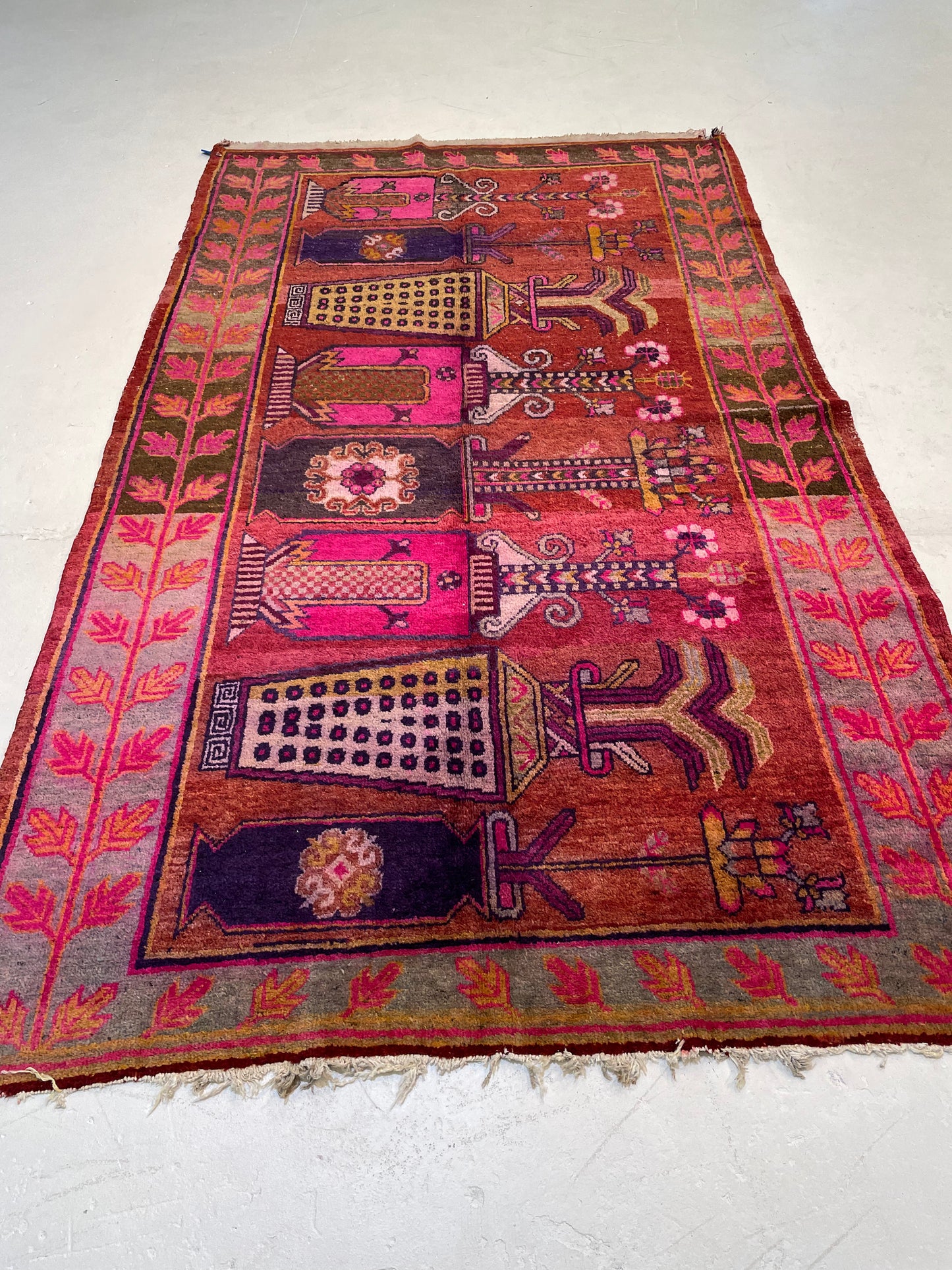 Antique Hand-Knotted Wool Area Rug Khotan Samarkand Collectible 5' x 7'10"