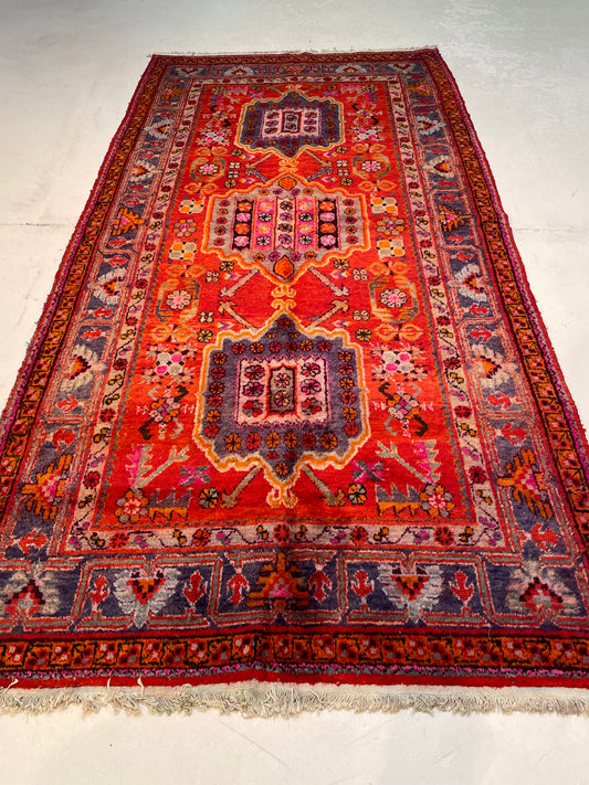 Antique Hand-Knotted Wool Area Rug Khotan Samarkand Collectible 5'3" x 10'8"