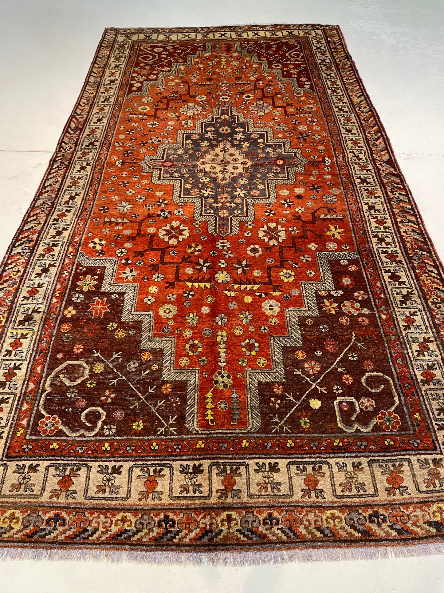 Antique Hand-Knotted Wool Area Rug Khotan Samarkand 5'8" x 11'2"