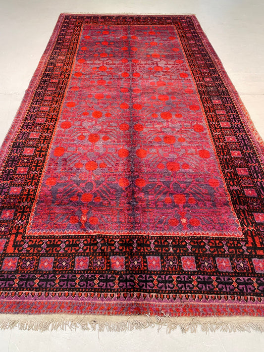 Antique Hand-Knotted Wool Gallery Size Khotan Samarkand Collectible 6' x 11'6"