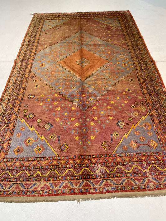 Antique Hand-Knotted Wool Area Rug Khotan Samarkand Collectible 5'5" x 9'7"