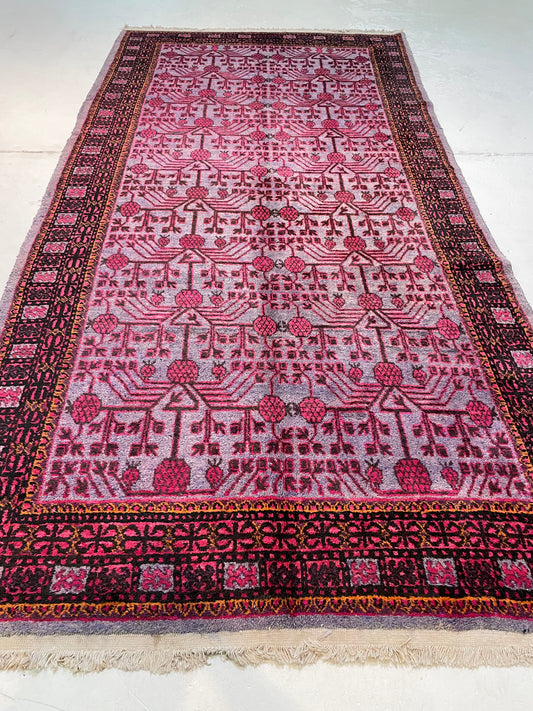 Antique Hand-Knotted Wool Gallery Size Khotan Samarkand Collectible 5'3" x 12'6"
