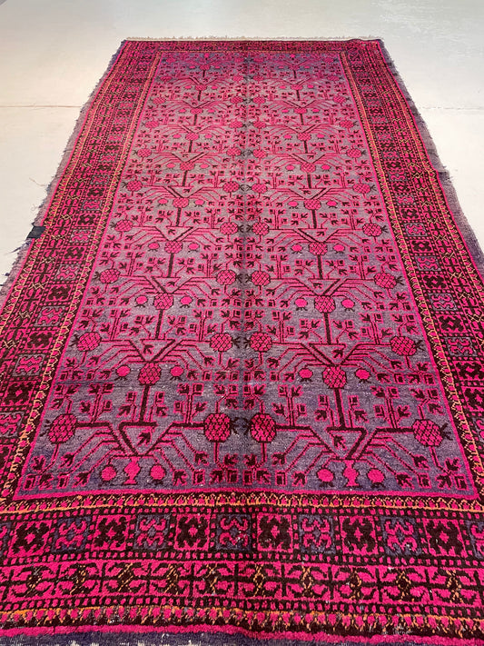 Antique Hand-Knotted Wool Area Rug Khotan Samarkand Collectible 6'4" x 12'4"