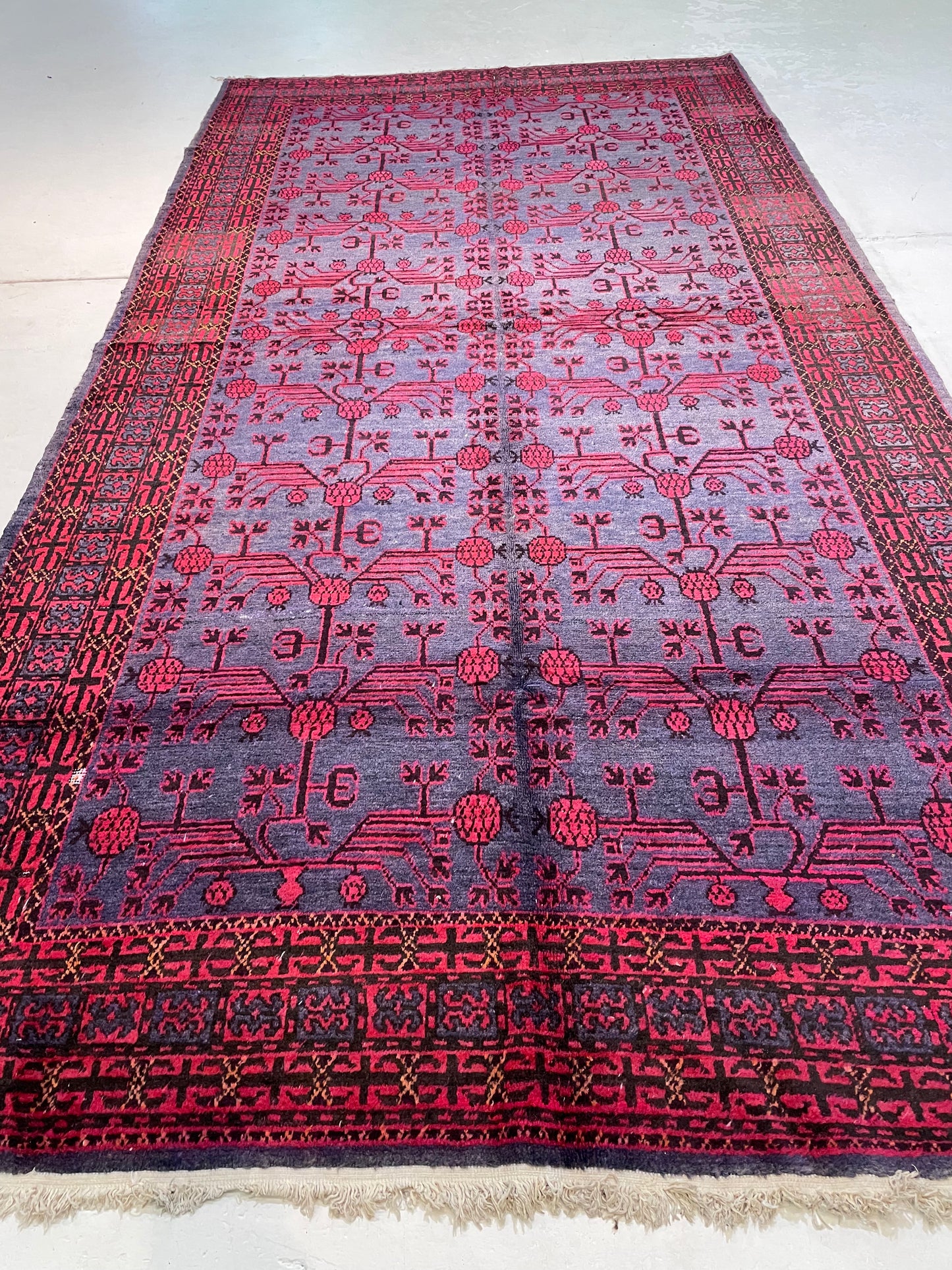 Antique Hand-Knotted Wool Area Rug Khotan Samarkand Collectible 6'7" x 12'11"