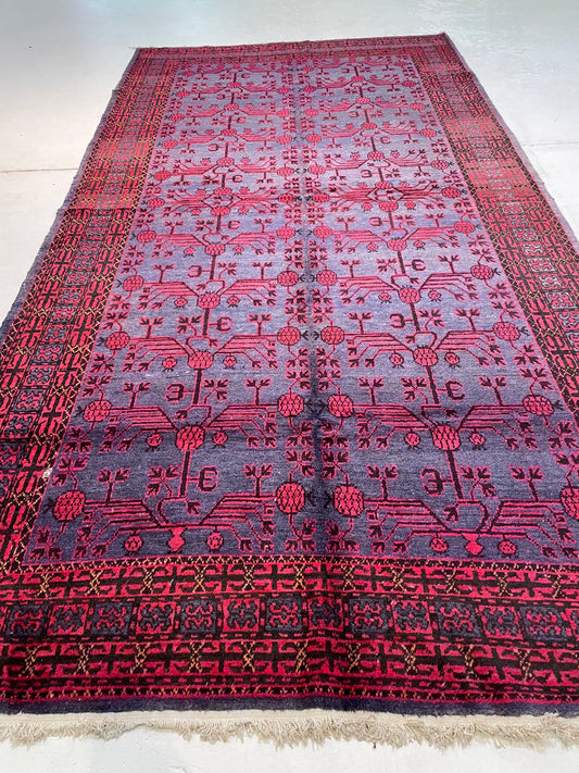 Antique Hand-Knotted Wool Area Rug Khotan Samarkand Collectible 6'7" x 12'11"