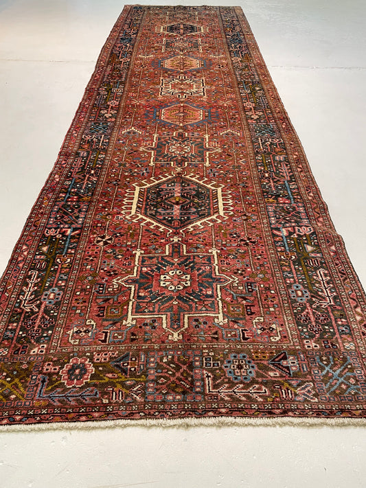 Antique Hand-Knotted Wool Gallery Size Heriz 4'8" x 15'2"