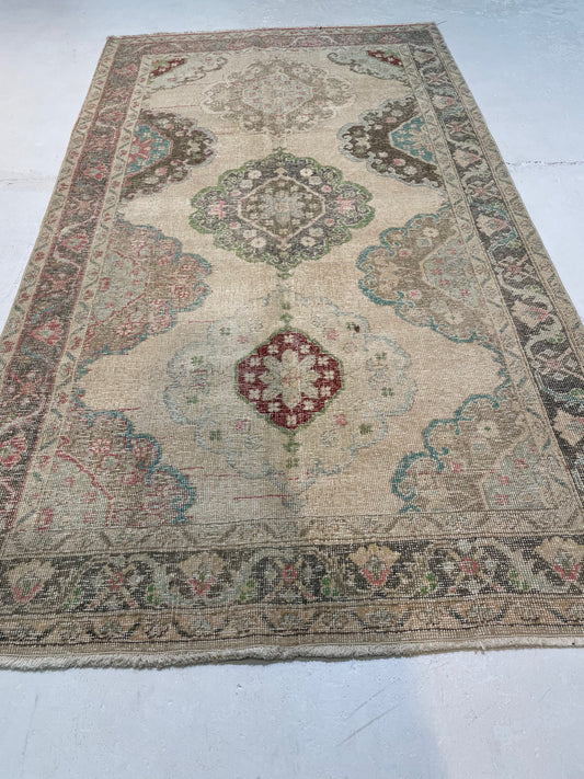 Hand-Knotted Wool Galery Size Turkish Oushak 4'8" x 8'4"