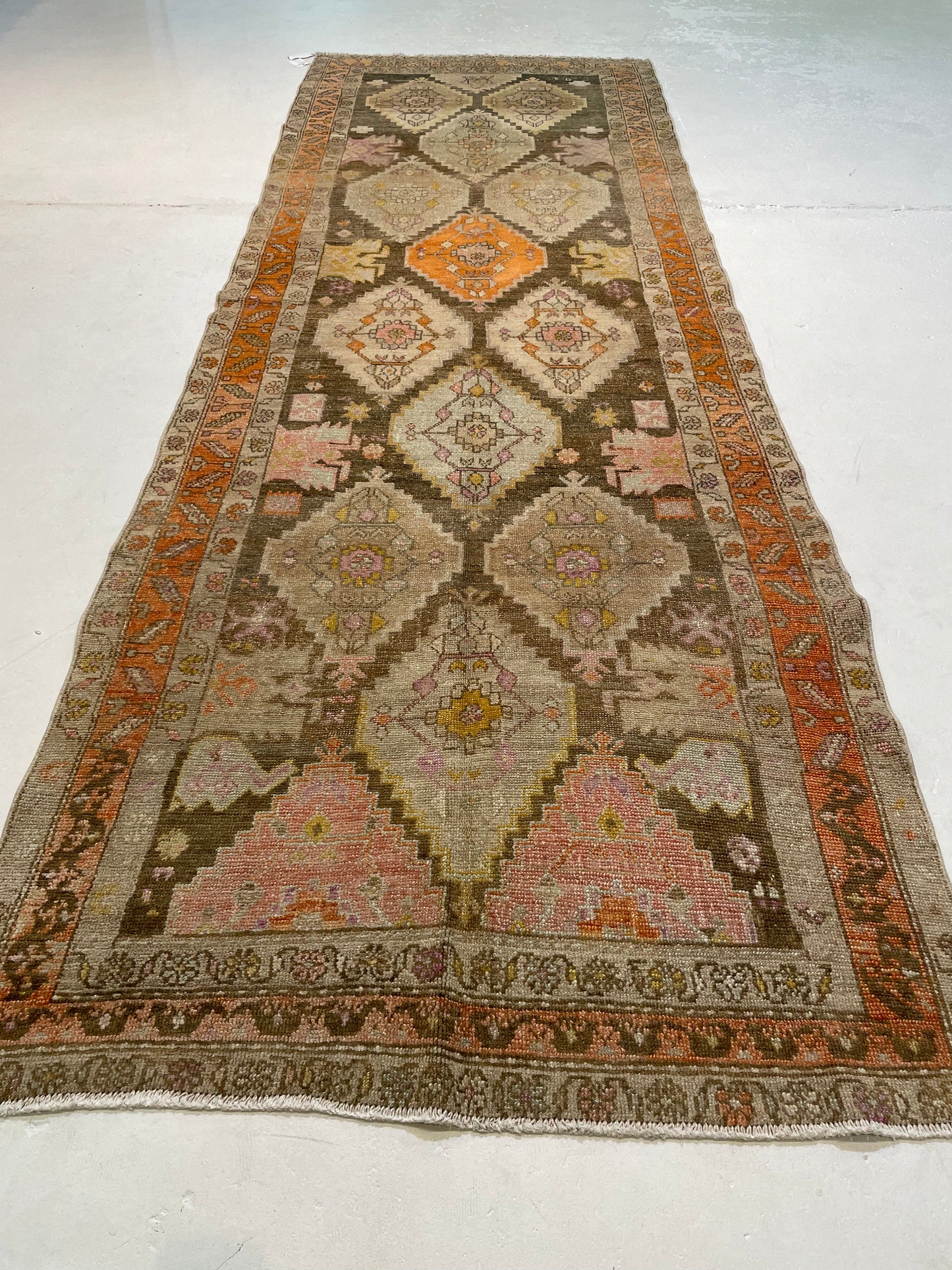 Hand-Knotted Wool Gallery Size Turkish Oushak 4'4" x 12'9"