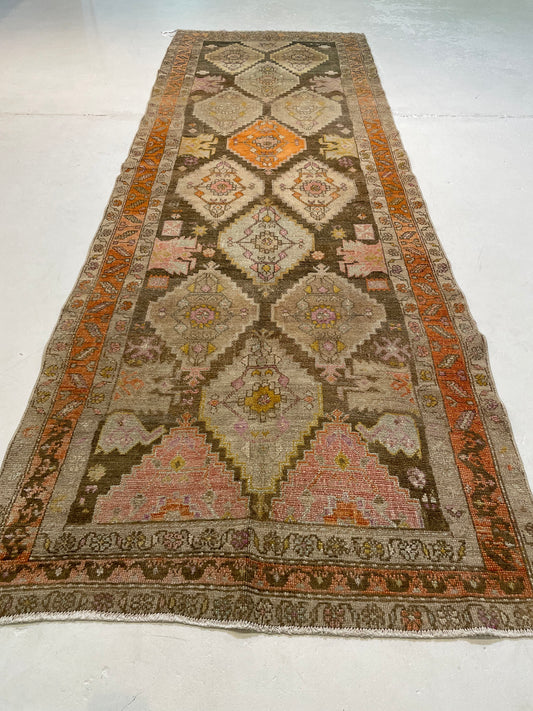 Hand-Knotted Wool Gallery Size Turkish Oushak 4'4" x 12'9"