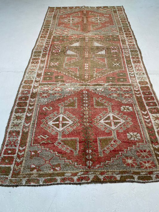 Hand-Knotted Wool Gallery Size Turkish Oushak 4'6" x 10'