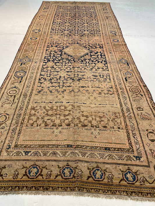 Antique Hand-Knotted Wool Gallery Size Kurdish Malayer Collectible 5'7" x 14'5"