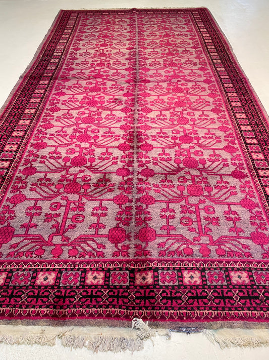 Hand-Knotted Wool Gallery Size Khotan Samarkand Collectible 6'7" x 13'