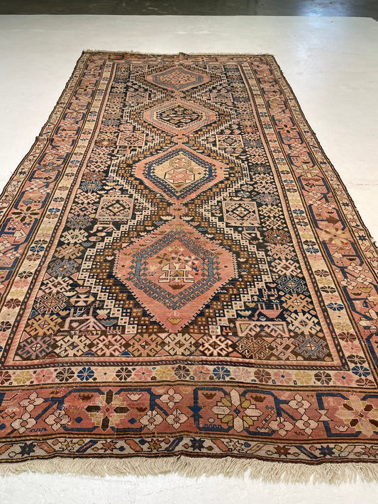 Antique Hand-Knotted Wool Gallery Size Kurdish Malayer Collectible 6'3" x 12'6"