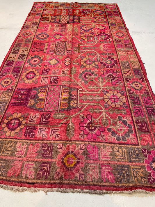 Antique Hand-Knotted Wool Gallery Size Khotan Samarkand Collectible 5'3" x 10'8"