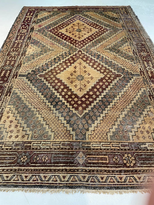 Antique Hand-Knotted Wool Gallery Size Khotan Samarkand Collectible 5'10" x 8'10"