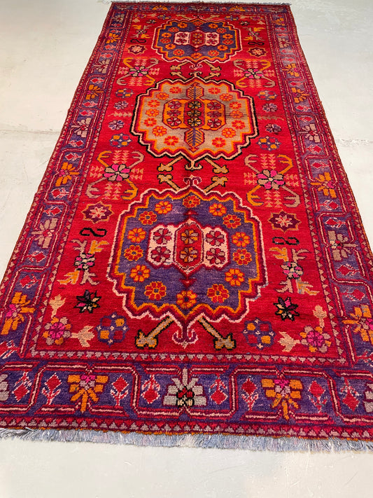 Antique Hand-Knotted Wool Gallery Size Khotan Samarkand Collectible 4'3" x 9'7"