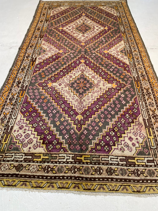 Antique Hand-Knotted Wool Gallery Size Khotan Samarkand Collectible 4'6" x 8'9"