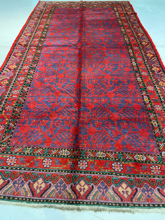 Antique Hand-Knotted Wool Gallery Size Khotan Samarkand Collectible 6'6" x 12'9"