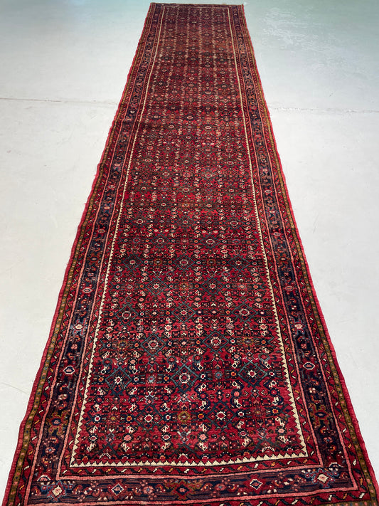 Antique Hand-Knotted Wool Gallery Size Hamedan  3'6" x 16'7"
