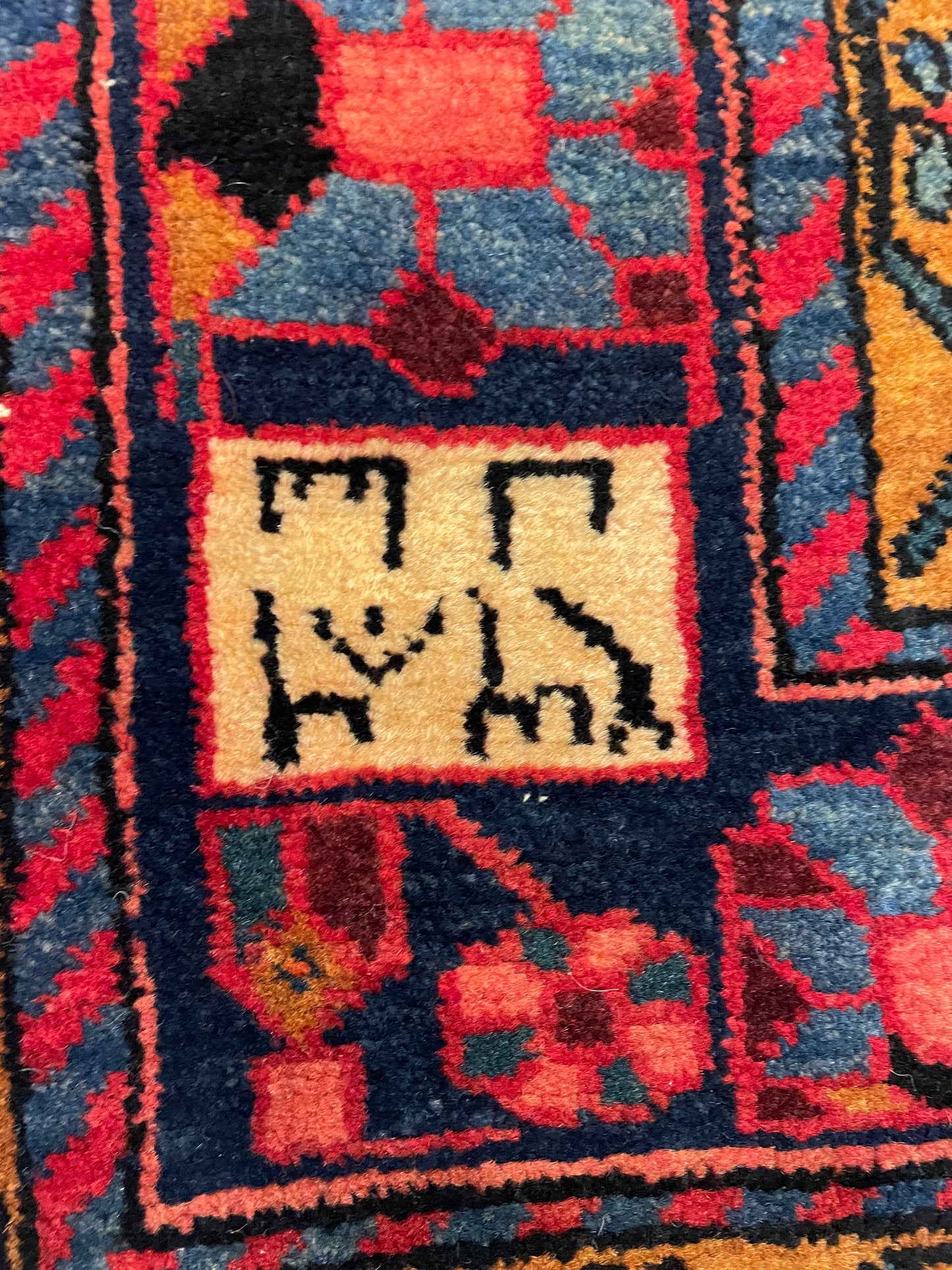 Antique Hand-Knotted Wool Gallery Size Nahavand Red/Black/Blue 3'6" x 17'3"